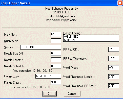 Dimensions of Nozzles