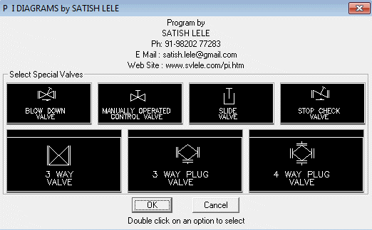 Dialog Box to insert Special valves