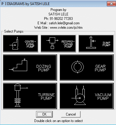 Dialog Box to insert Pumps