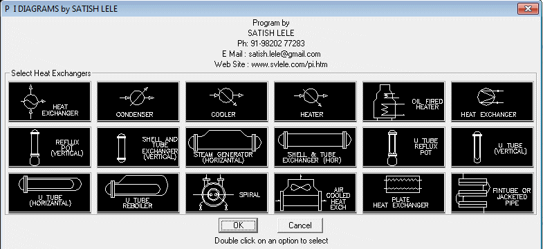 Dialog Box to insert Heat Exchangers