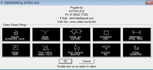 Dialog Box to insert Steam Fittings