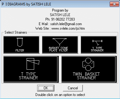 Dialog Box to insert Strainers