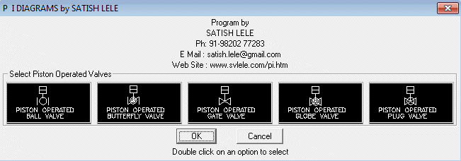 Dialog Box to insert Piston Operated valves