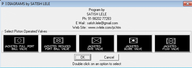 Dialog Box to insert Jacketed valves valves