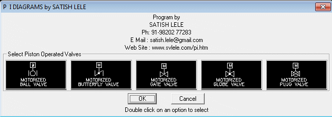 Dialog Box to insert Motorized valves